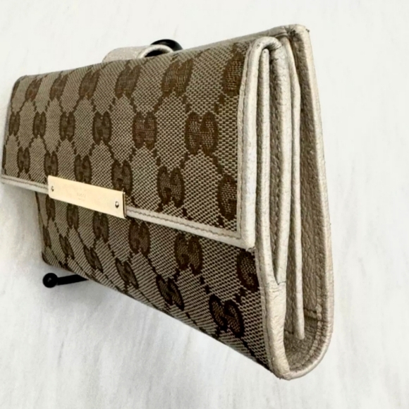 Gucci GG monogram canvas and white leather wallet Comes With Gold Wallet Chain - Picture 4 of 12